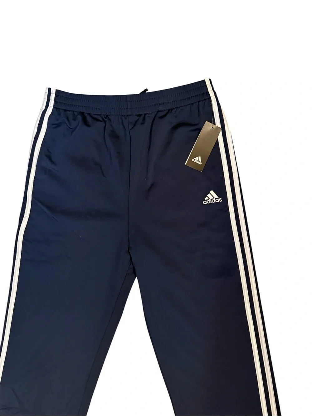 adidas Kids Navy Track Pants with White Side Stripes